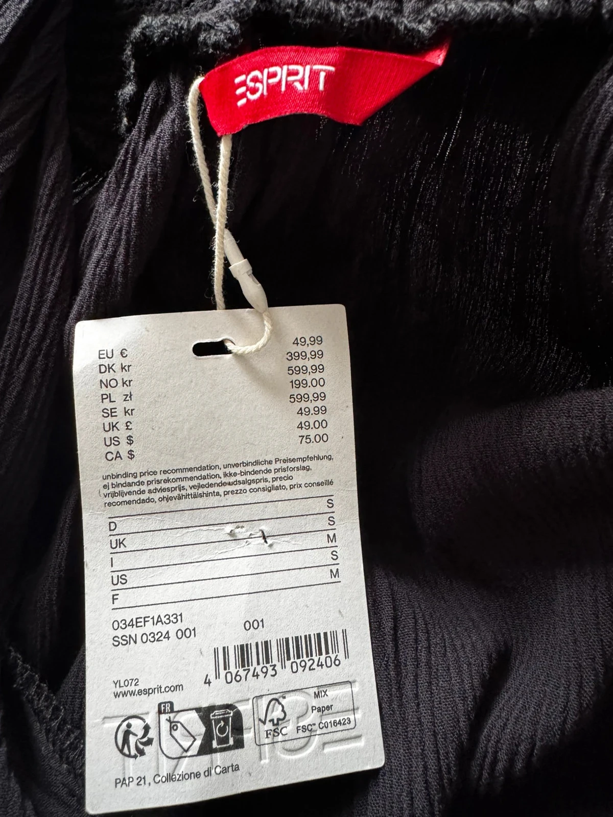 🖤Vestido Esprit de alças preto – Tamanho M – Novo com etiqueta – Elegância garantida 🖤 – photo 3